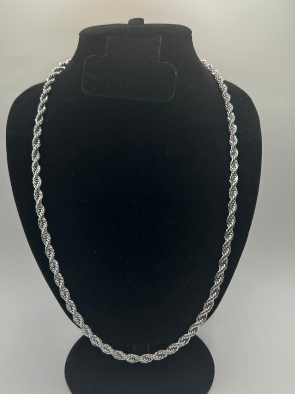 Real 925 Silver Rope Chain Plated Necklace 5mm 24 Inch Mens Clean Waterproof